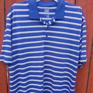 Rec Tech Performance Men's Size XL Blue Striped Short Sleeve Polo Tee M3